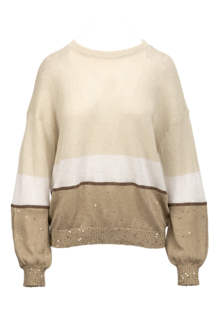 Brunello Cucinelli Size L Colour Block Sequin Sweater