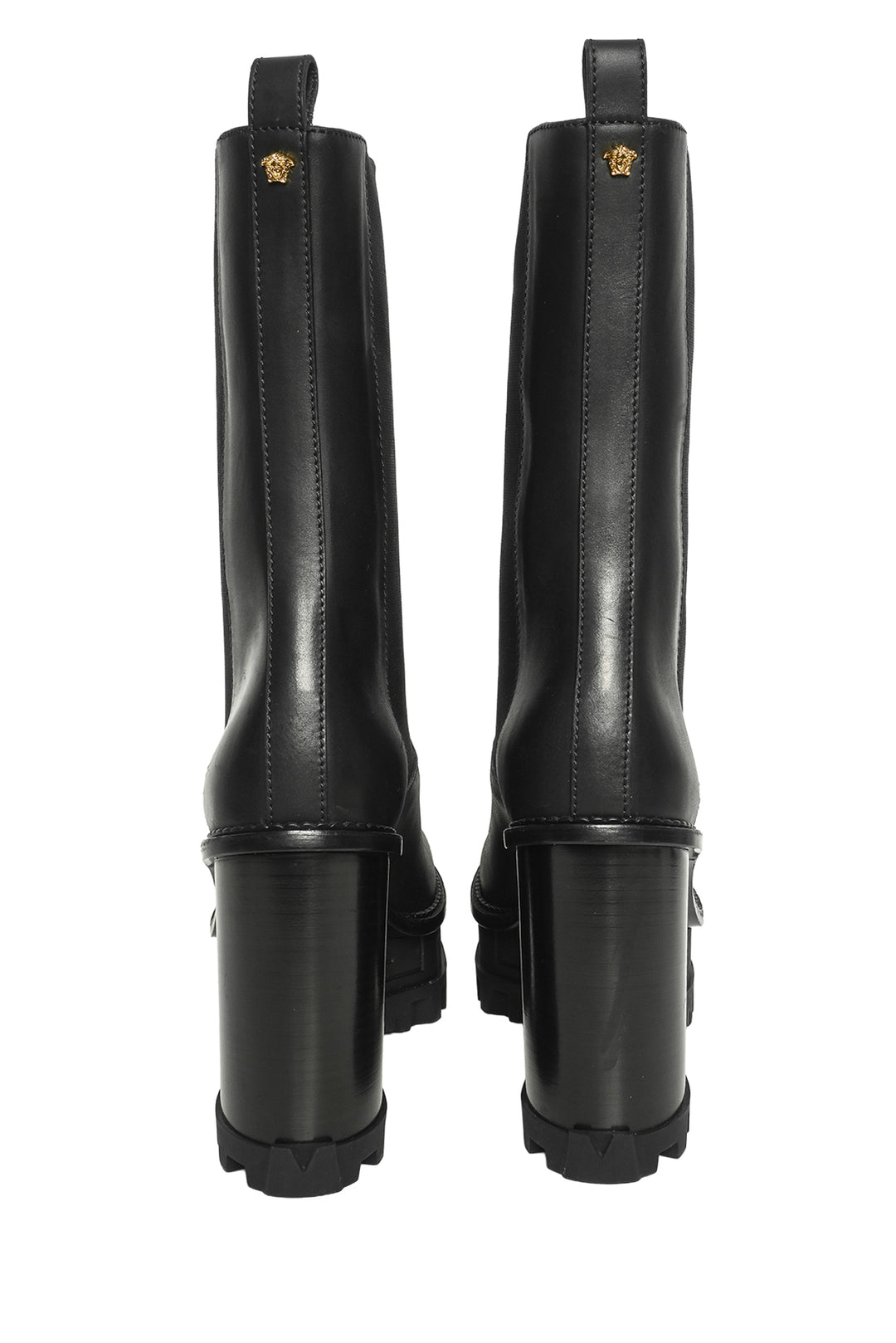 Versace Size 41 Greca Labyrinth Leather Platform Ankle Boots