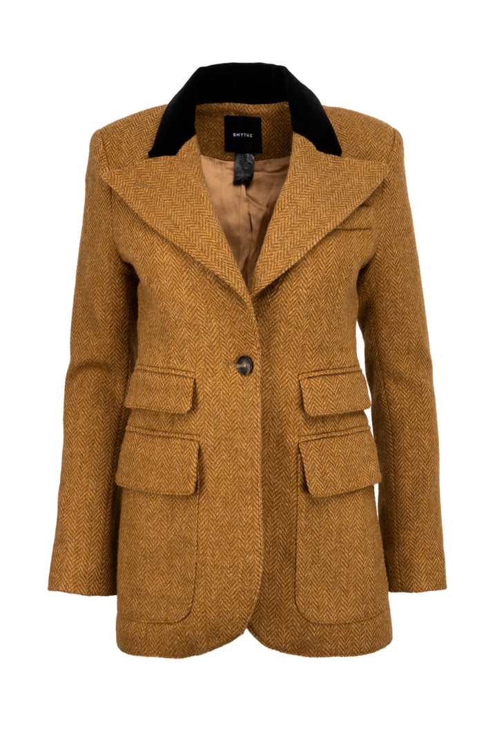 Smythe Size 4 Wool & Velvet Chevron Blazer