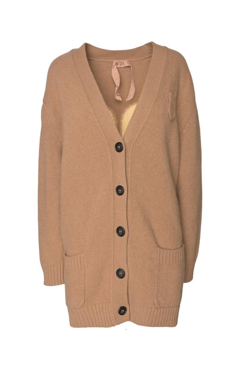 No21 Size 44 Clover Embellished Wool Cardigan