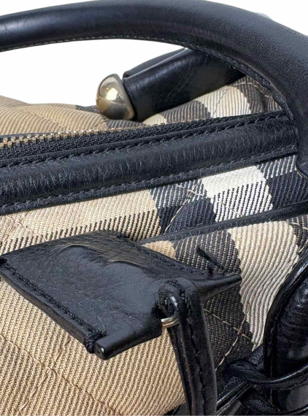 Burberry Quilted House Check fabric and Leather  Purse