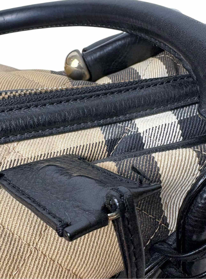 Burberry Quilted House Check fabric and Leather  Purse