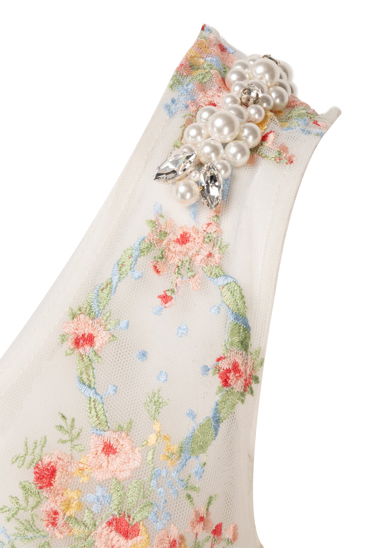 Simone Rocha Size 2 Embellished Floral Satin Midi Dress