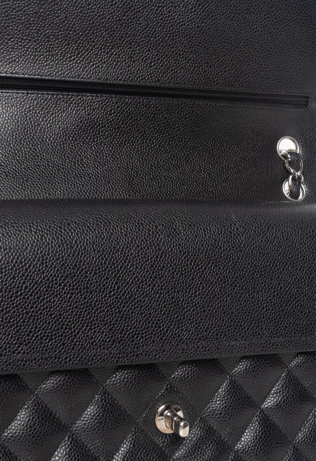 Chanel 2012 Jumbo Caviar Leather Double Flap Shoulder Bag