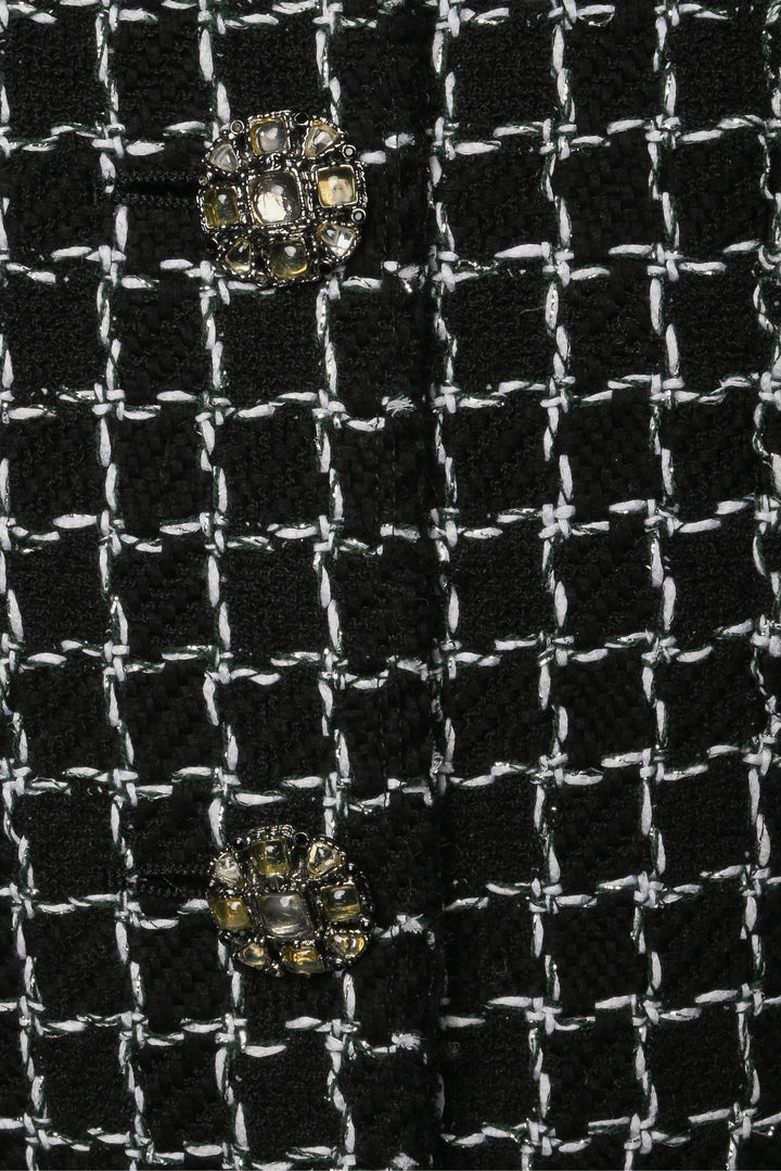 Chanel Size 38 2012 Checkered Tweed Short Sleeve Jacket
