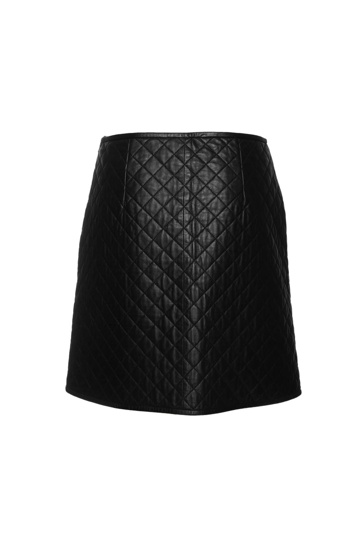 Weekend Max Mara Size 8 Leather Quilted Skirt