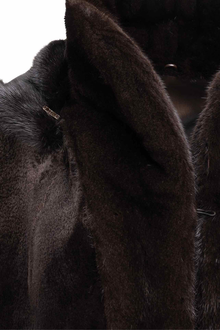 Mink Hooded Fur Size M Coat