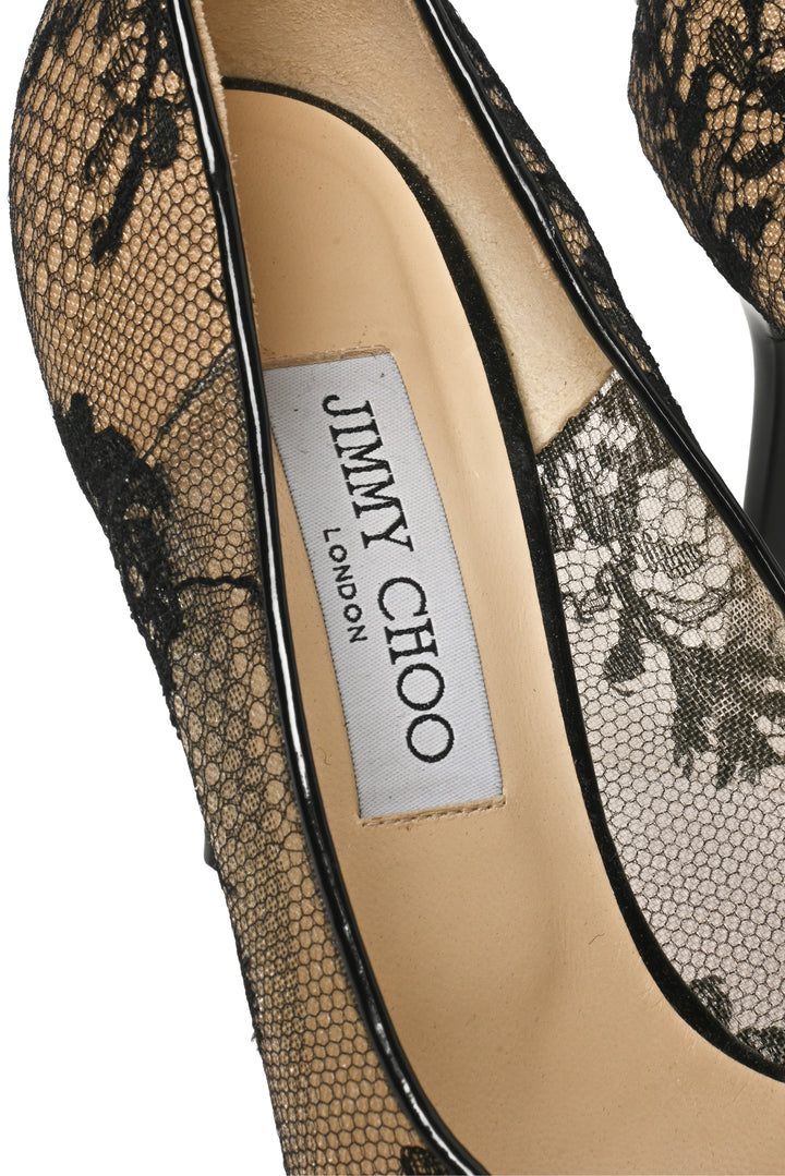 Jimmy Choo Lace Luna Peep Toe Size 38 Pumps