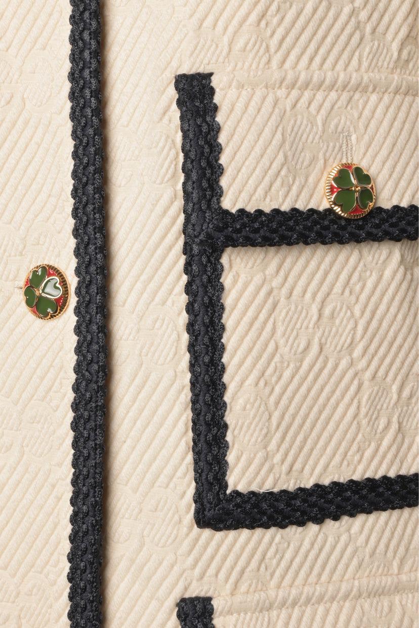 Gucci Size 38 2019 Logo Jacquard Wool-Blend Coat