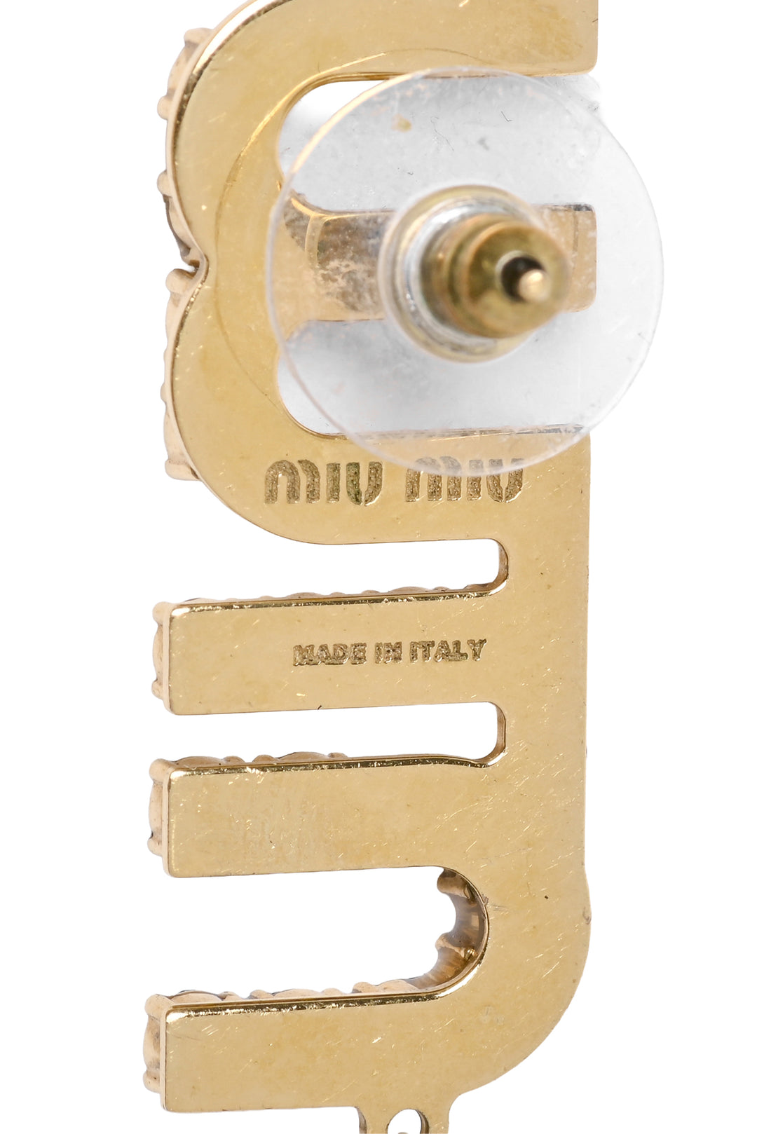 Miu Miu Crystal Logo Embellished Drop Earrings