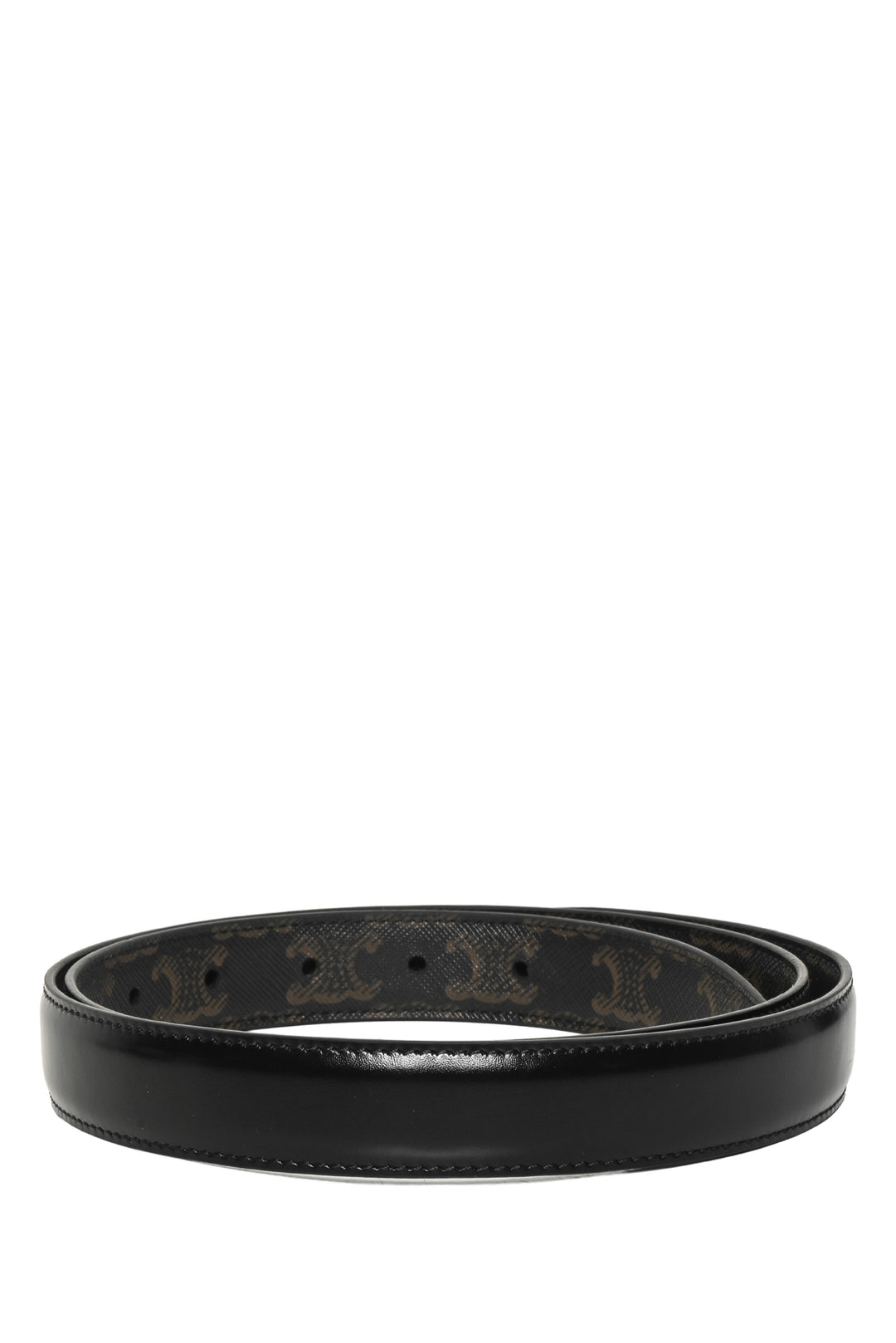 Celine Reversible Taurillon Leather & Triomphe Canvas 25mm Belt Strap