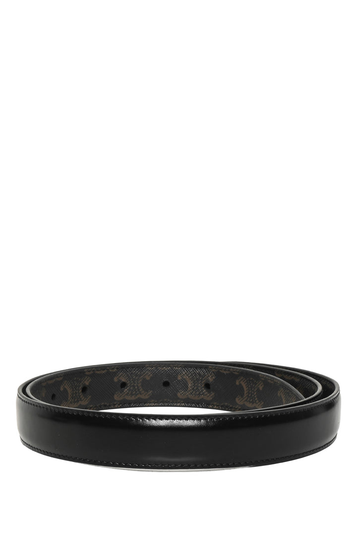 Celine Reversible Taurillon Leather & Triomphe Canvas 25mm Belt Strap
