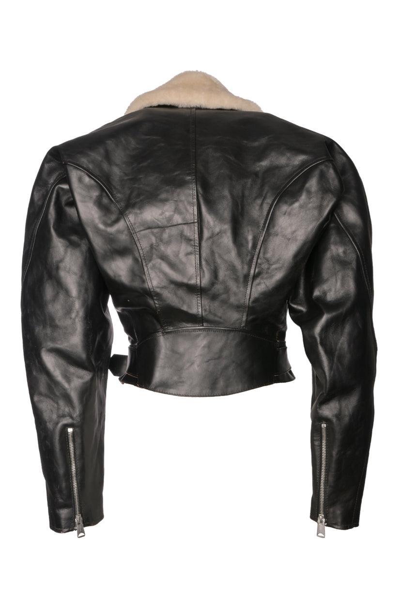R13 Size S Shearling Leather Cropped Moto Jacket