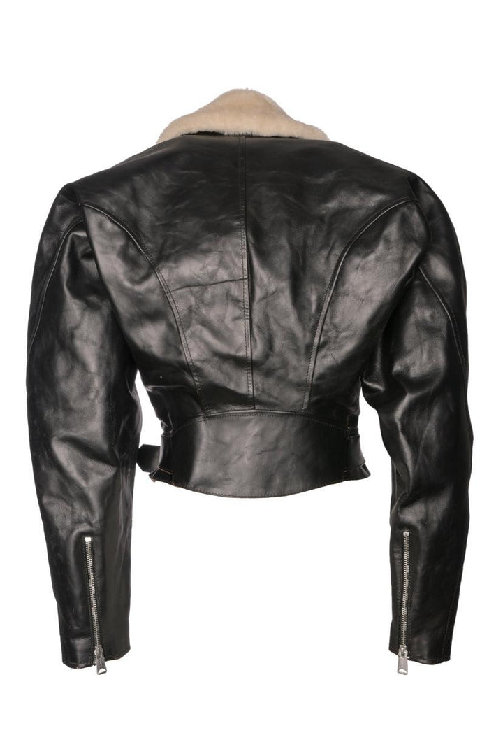 R13 Size S Shearling Leather Cropped Moto Jacket