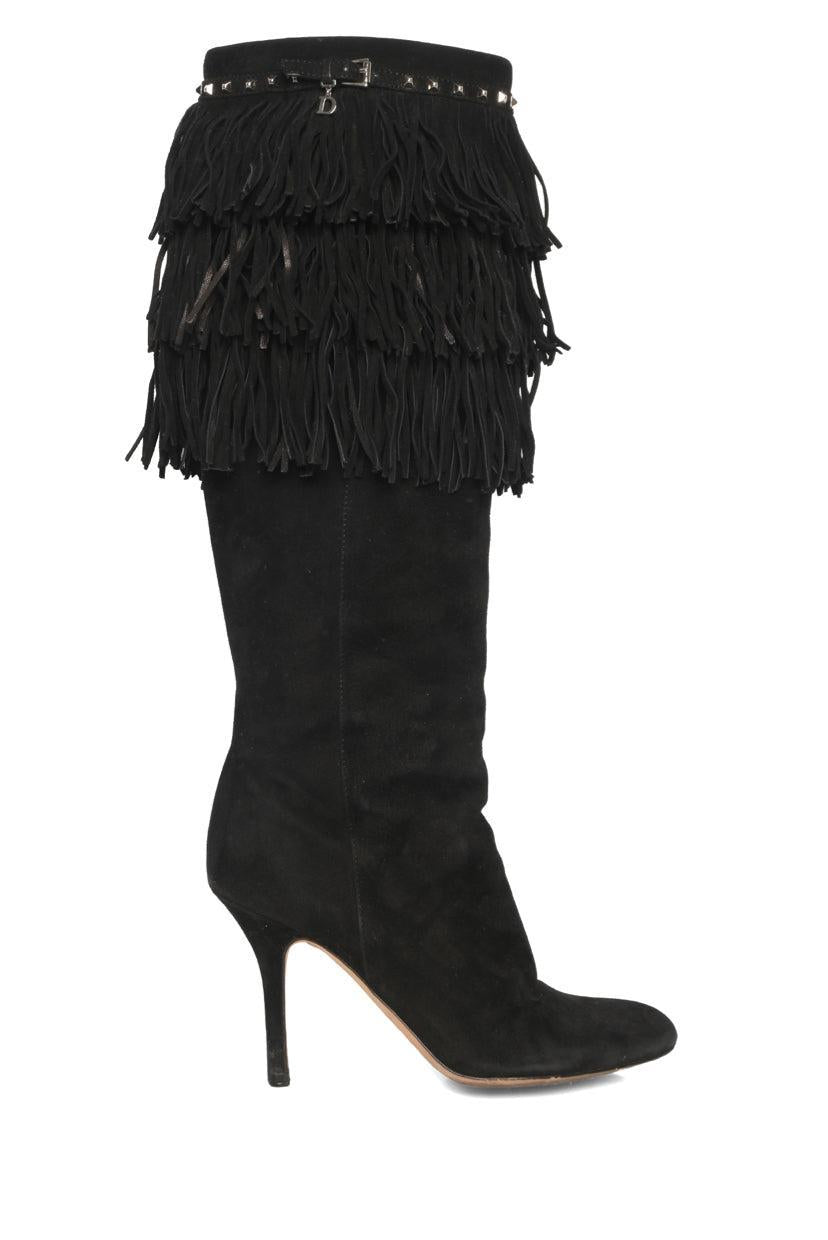 Christian Dior Size 36 Suede Fringe Knee High Boots