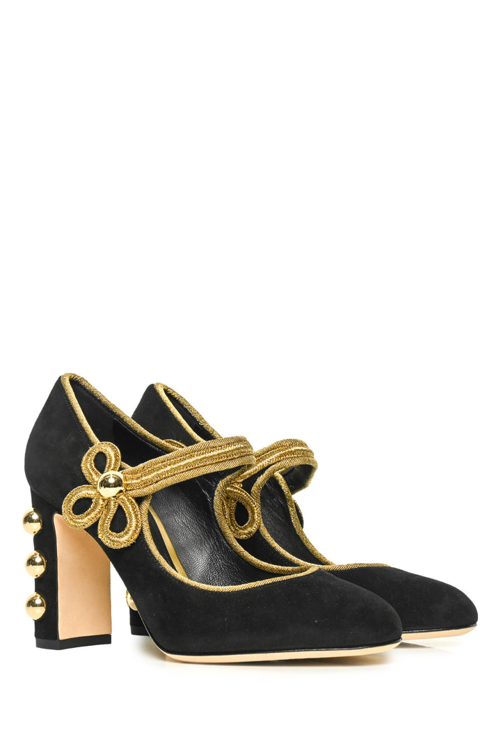 Dolce & Gabbana Size 36.5 Suede Military Mary Jane Pumps