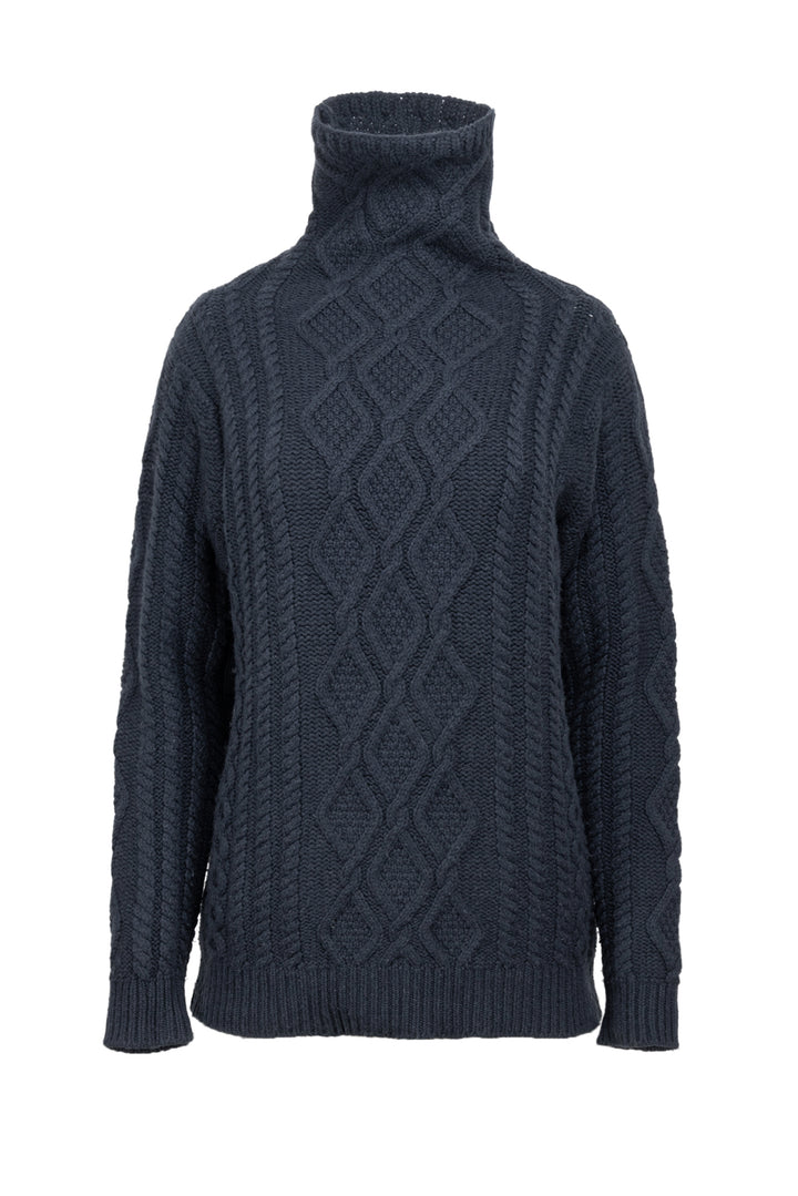 Queene and Belle Size 1 Turtleneck Cable Knit Cashmere Sweater