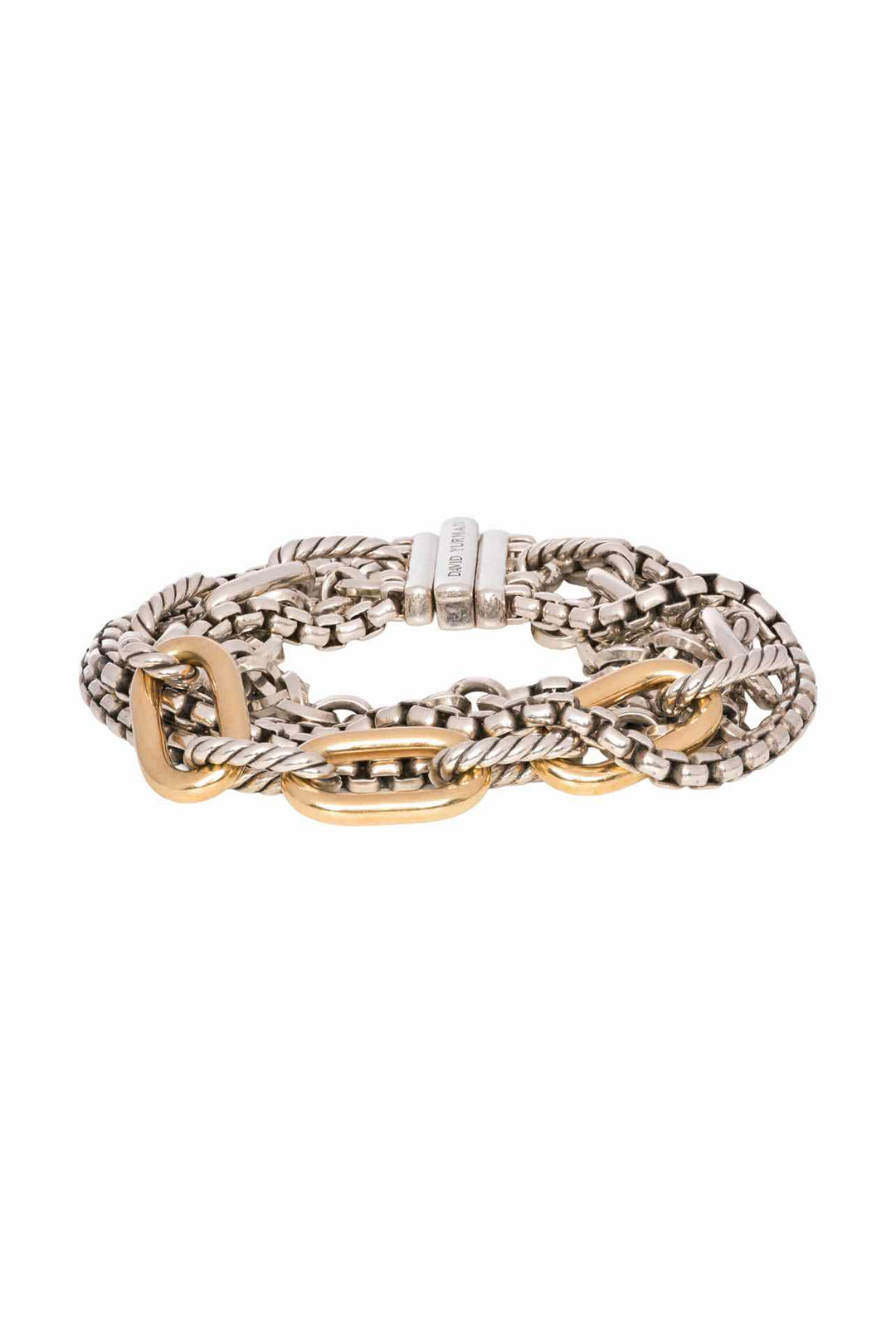 David Yurman Silver with 18K Gold Multi Row Chain Bracelet