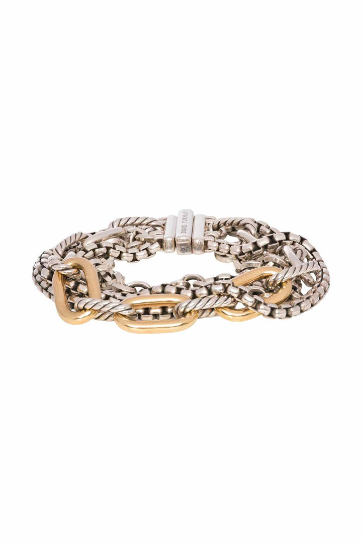 David Yurman Silver with 18K Gold Multi Row Chain Bracelet