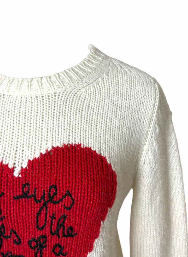 Valentino Size S L'Amour Embroidered Heart Cashmere Sweater