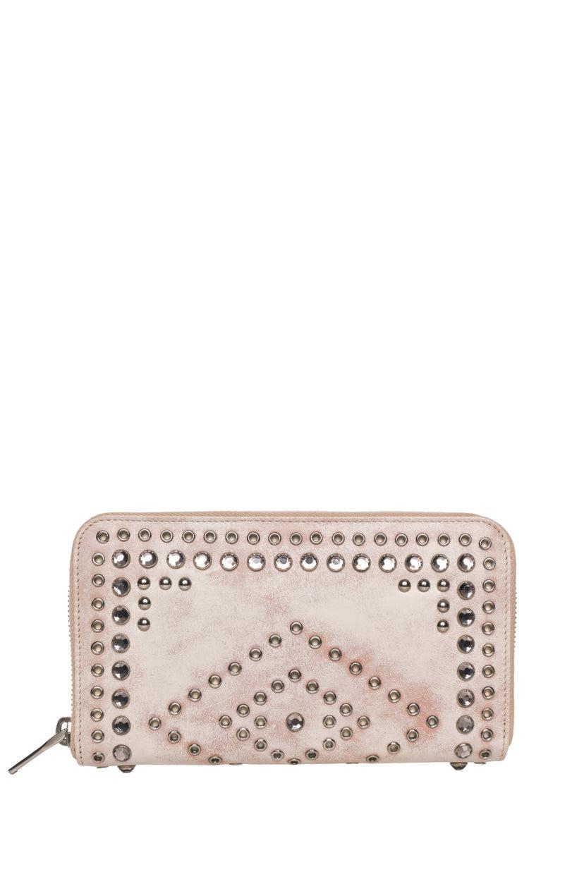 Prada Crystal Studded Zip Around Wallet