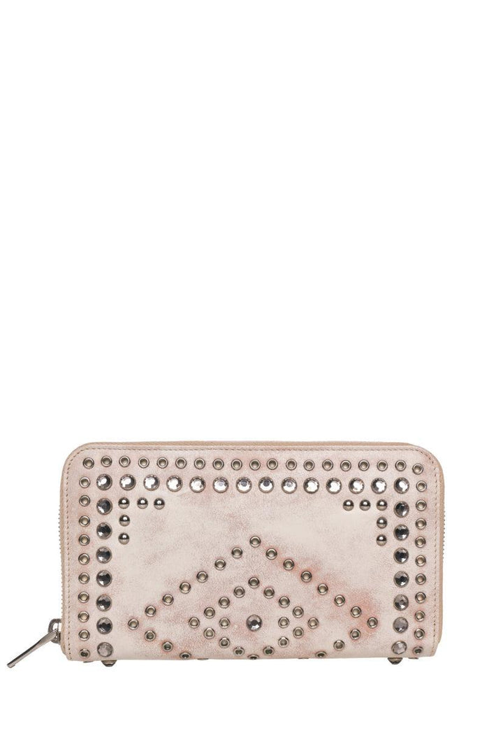 Prada Crystal Studded Zip Around Wallet