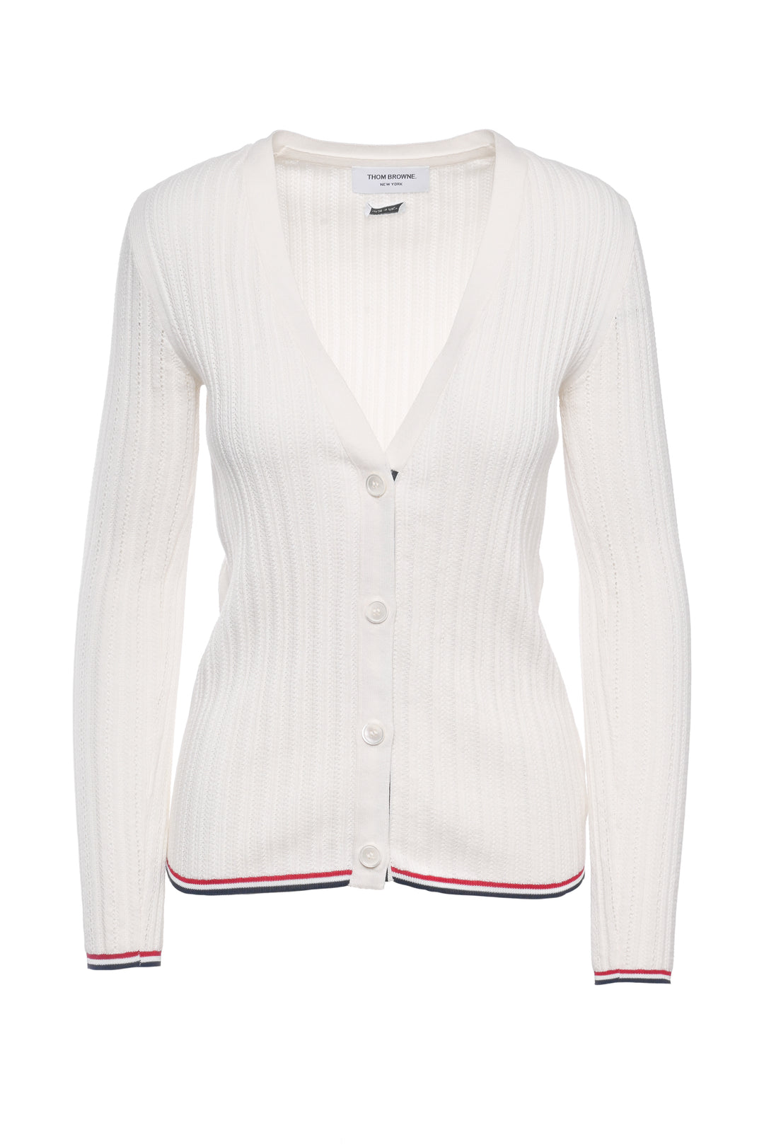 Thom Browne Size 0 Rib Knit Cotton Cardigan