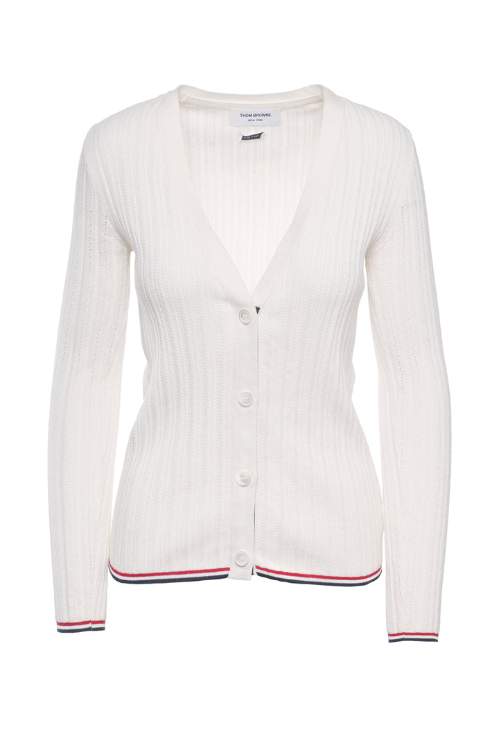 Thom Browne Size 0 Rib Knit Cotton Cardigan