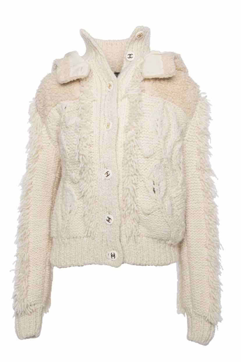 Chanel Size 36 2018 Fringe Knit Bomber Jacket