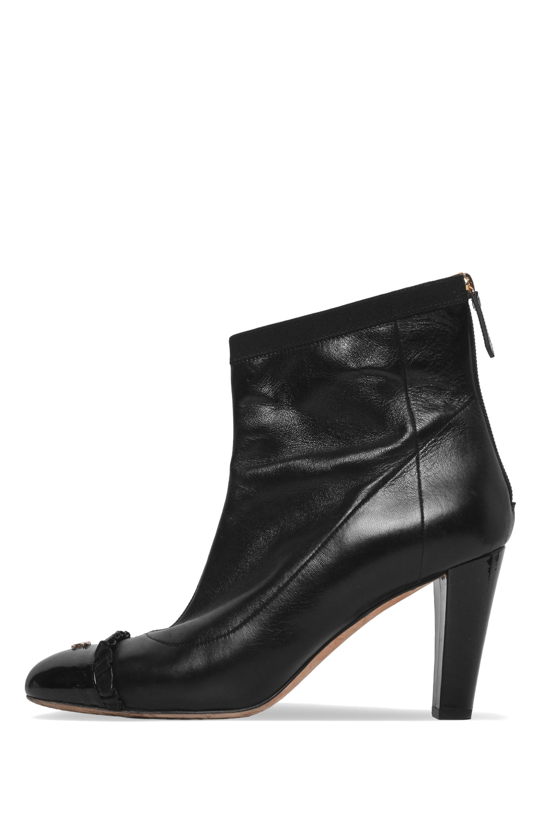 Chanel Size 39 Ruffle Cap Toe Ankle Boots