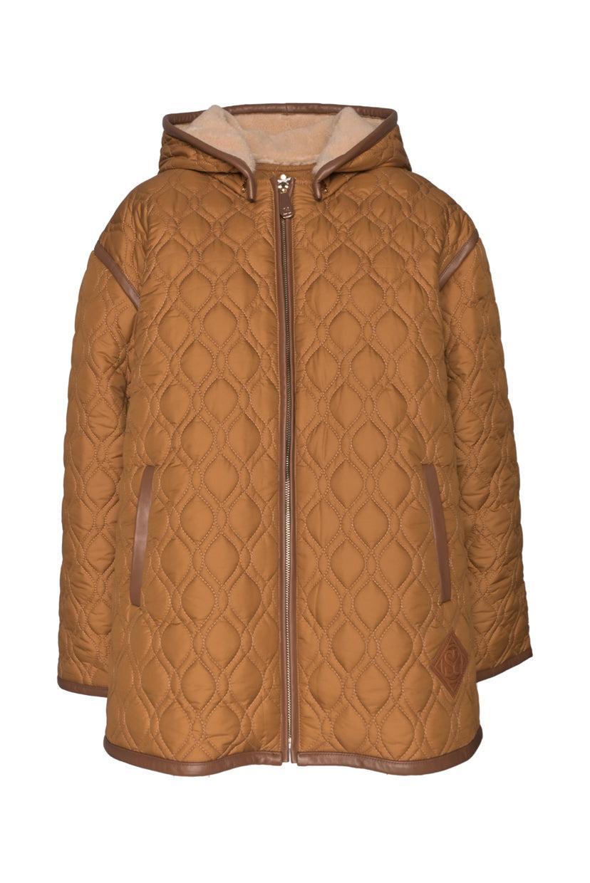 Sandro Size 36 Markle Leather Trim Hooded Quilted Coat