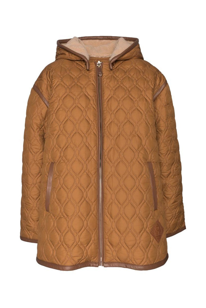 Sandro Size 36 Markle Leather Trim Hooded Quilted Coat