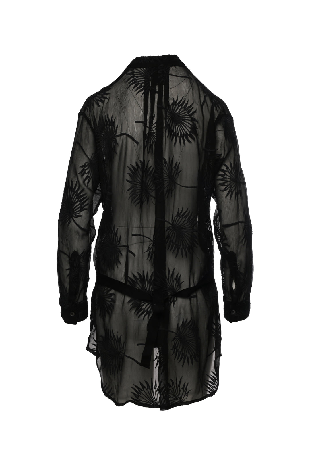 Ann Demeulemeester Size 38 Cotton & Silk Embroidered Sheer Shirt