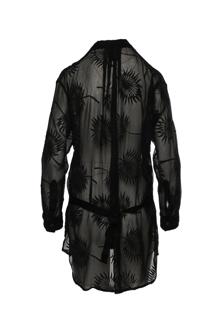 Ann Demeulemeester Size 38 Cotton & Silk Embroidered Sheer Shirt