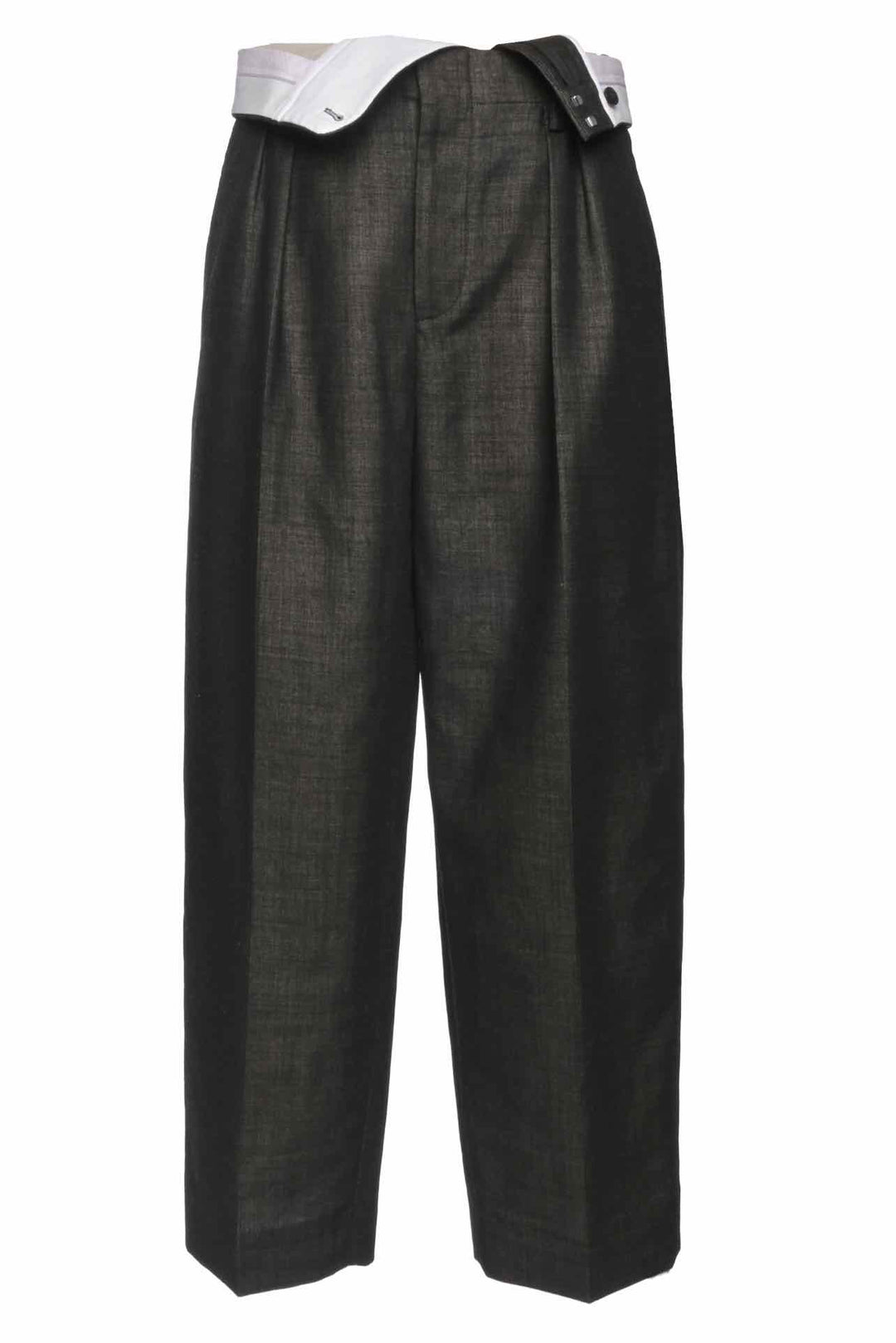 Victoria Beckham Size 4 Double-Waistband Wool Wide-Leg Trousers