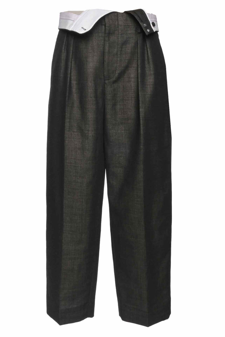 Victoria Beckham Size 4 Double-Waistband Wool Wide-Leg Trousers