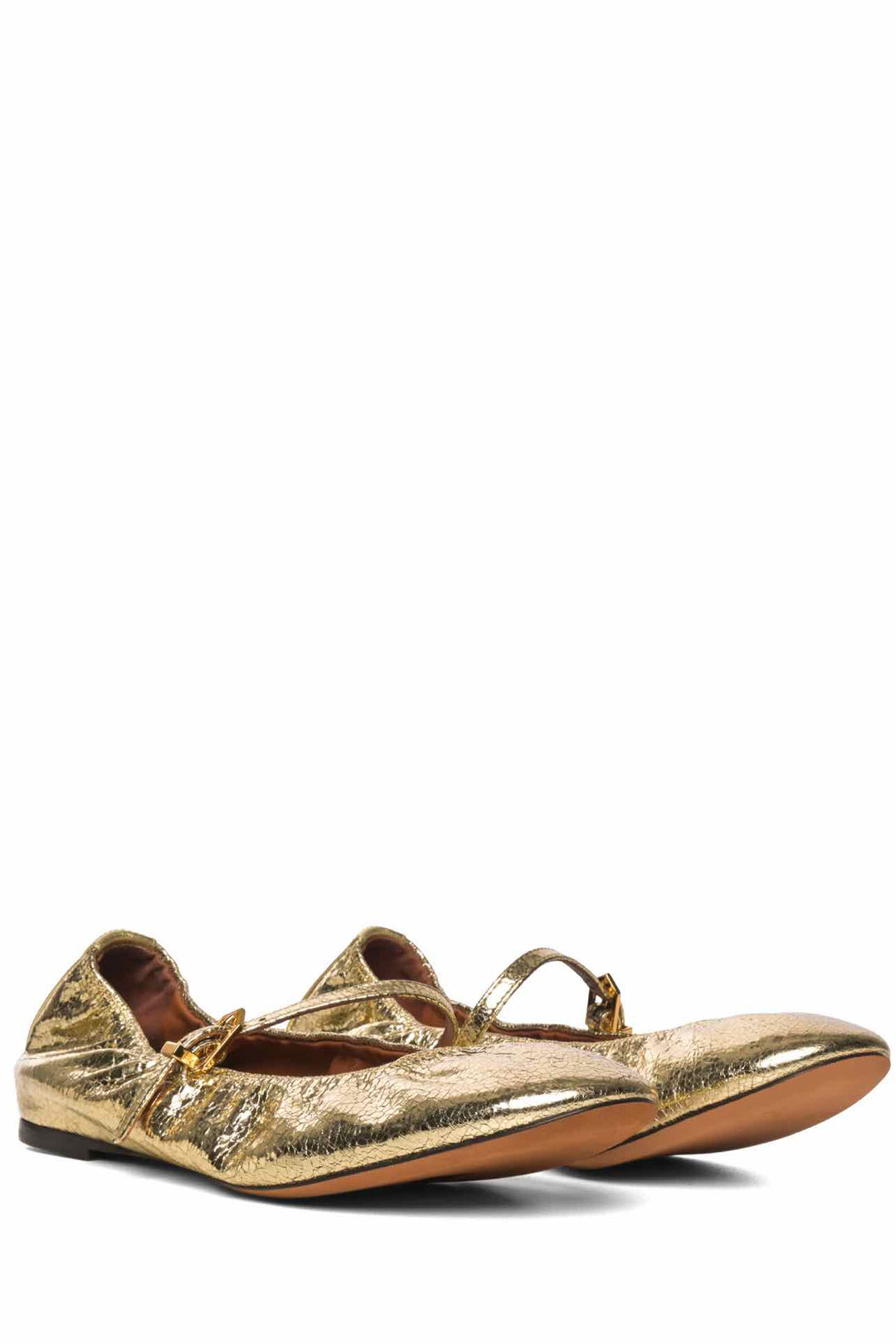 Lanvin Size 38 Gold Mary Jane Ballerina Flats