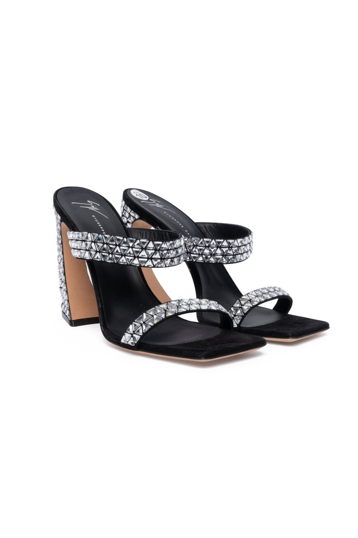 Giuseppe Zanotti Size 40 Flaminia Glare Crystal Embellished Square Toe Sandals