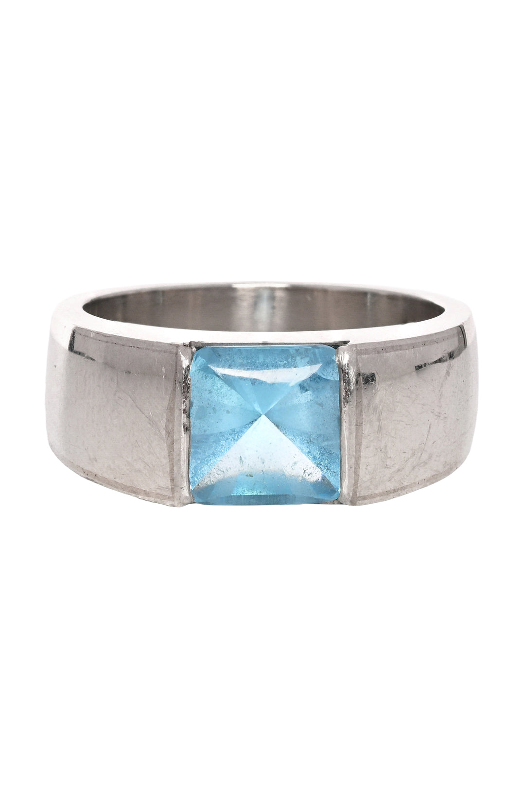 Princess Cut Topaz Platinum Size 8 Ring