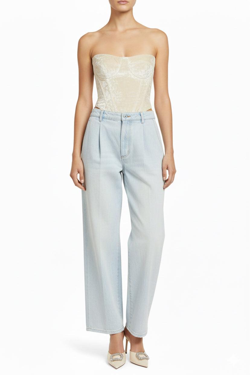 Miu Miu Size 36 2023 Chambray Denim Pleated Pants