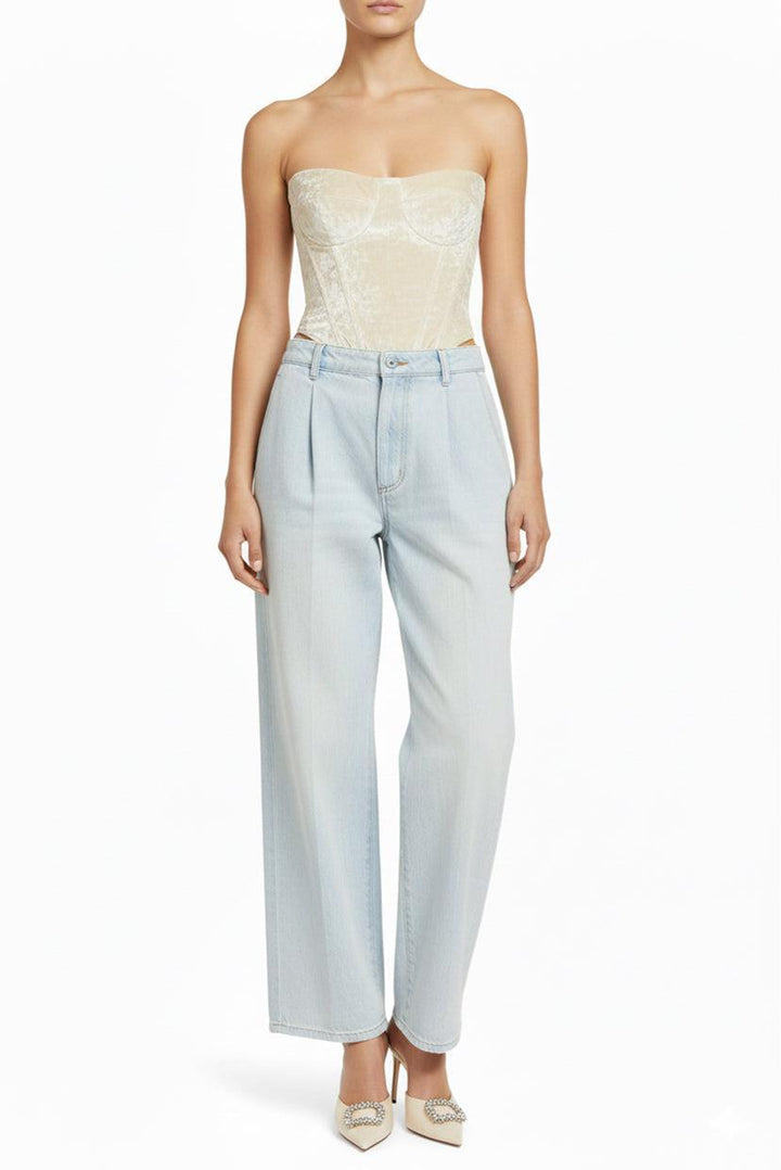 Miu Miu Size 36 2023 Chambray Denim Pleated Pants