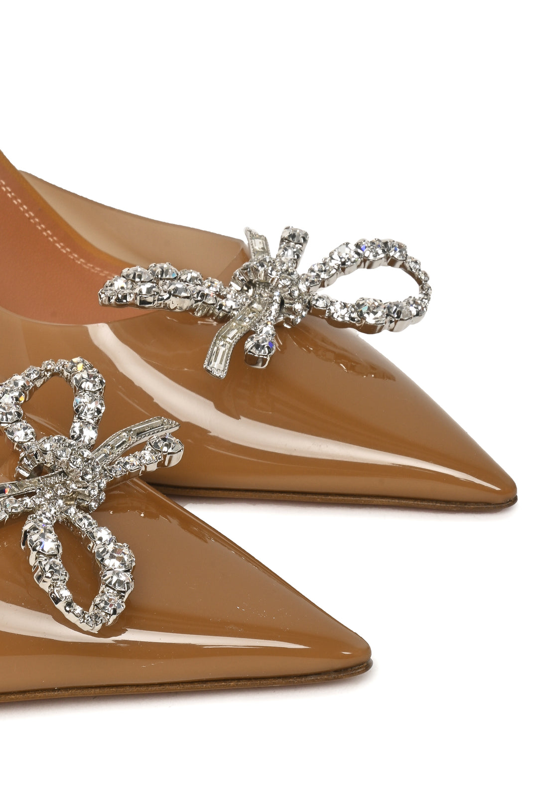 Amina Muaddi Size 38.5 Rosie Glass Crystal Bow PVC Slingback Pumps