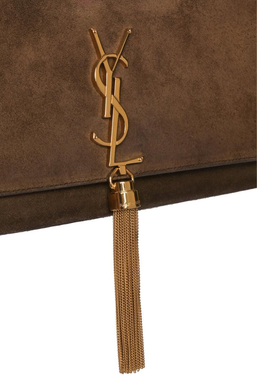 Saint Laurent Cassandre Tassel Suede Clutch
