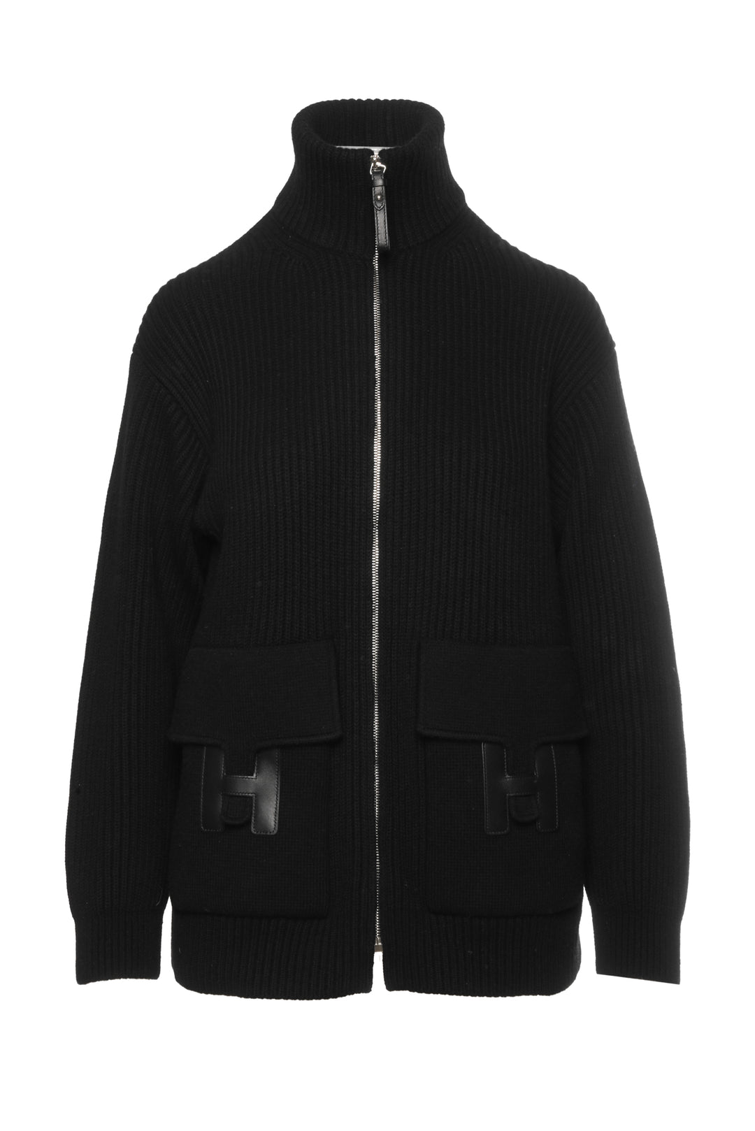 Hermes Size 34 H Pocket Zipped Wool Cardigan Jacket