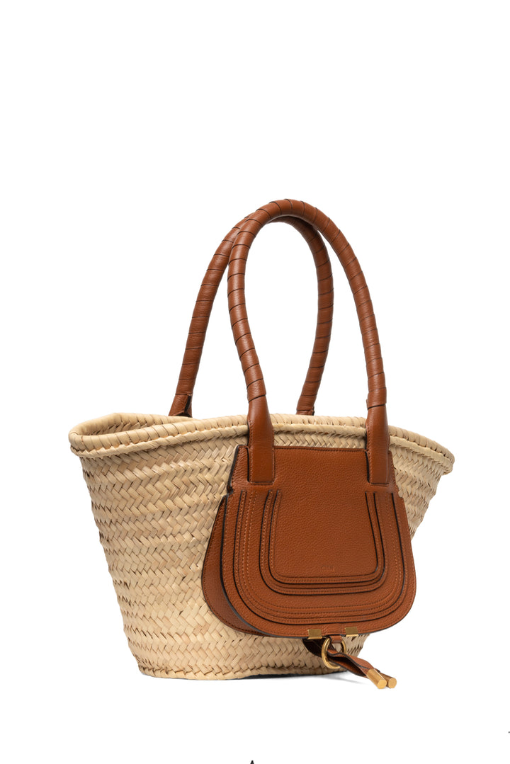 Chloe Raffia Calfskin Medium Marcie Basket Tote