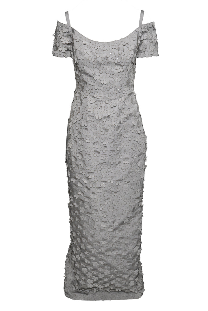 Catherine Regehr Size P Flower & Crystal Embellished Off The Shoulder Gown