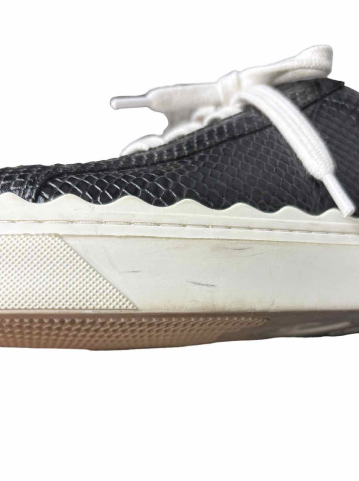 Chloe Size 37 Lauren Low-top Python-embossed Leathe Sneaker
