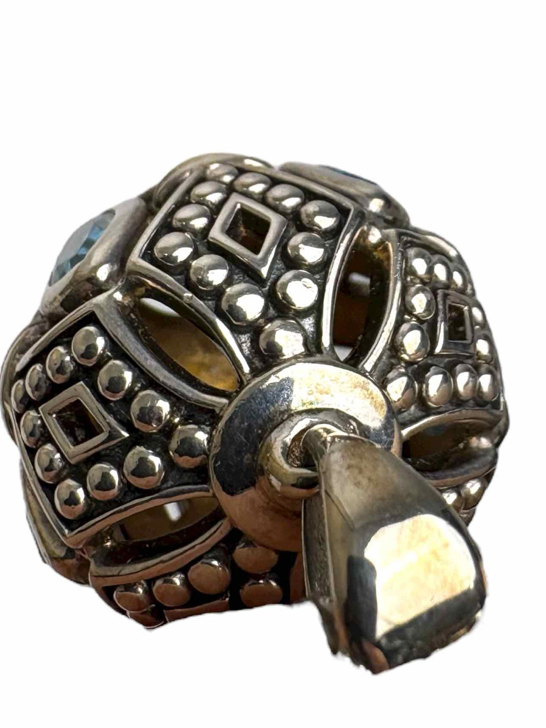 Lagos 925/ Blue Topaz Caviar Talisman Marquis  Necklace