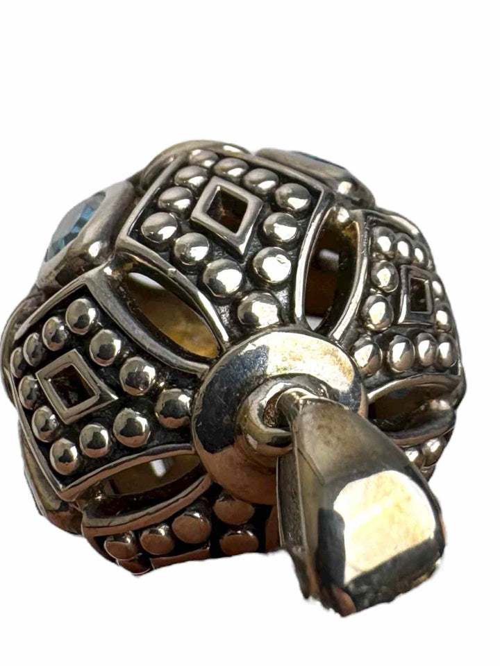 Lagos 925/ Blue Topaz Caviar Talisman Marquis  Necklace