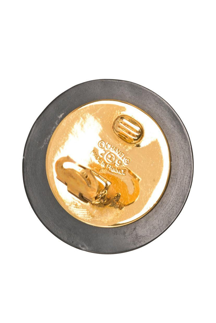 Chanel Vintage Round Interlocking CC Logo Clip On Earrings